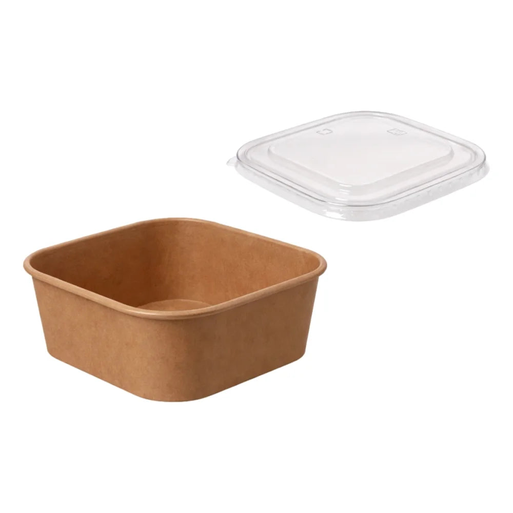 Salatschalen To Go "PE" (300 St.) mit Deckel, Papier, quadratisch, braun