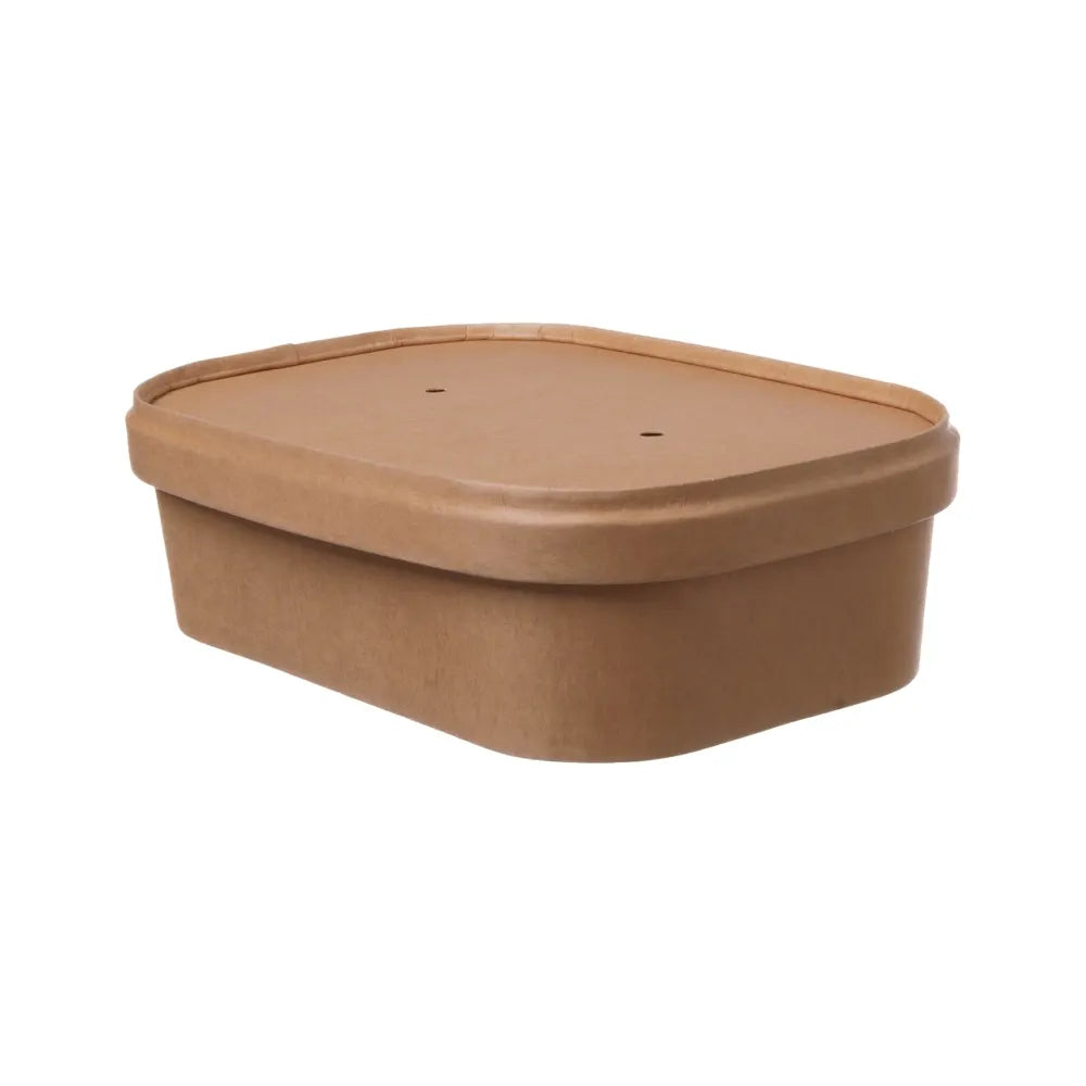 Salatschale To Go "PE" aus Pappe in braun (500ml), mit Papp-Deckel