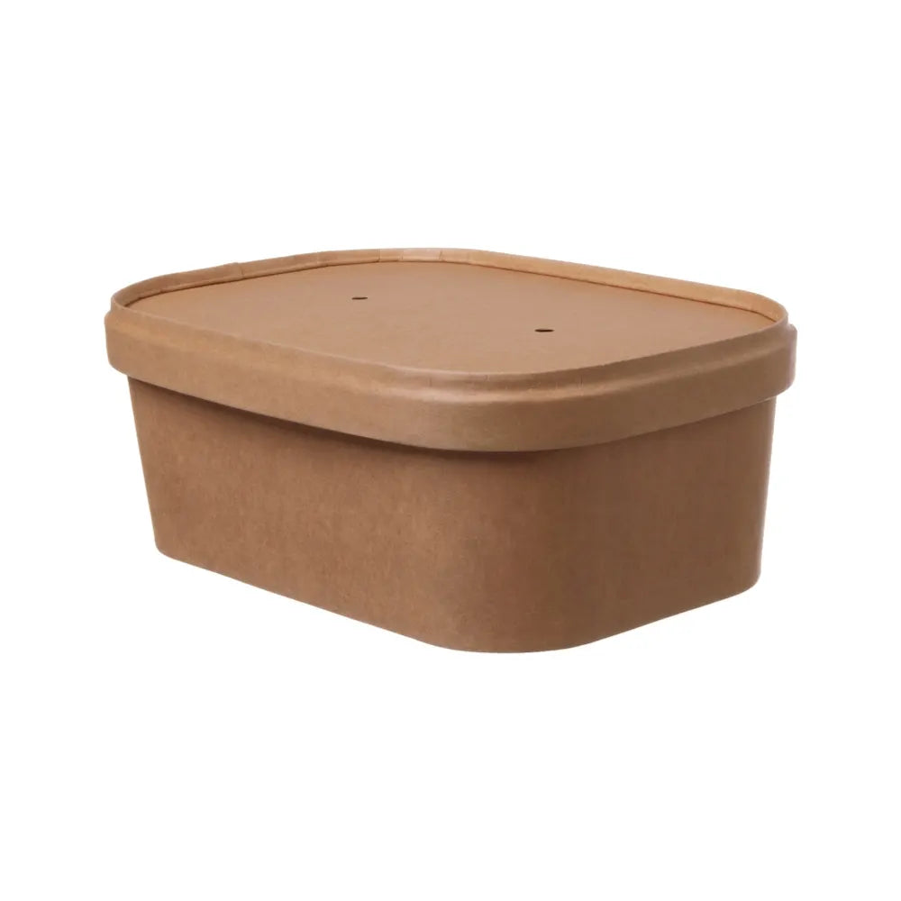 Salatschale To Go "PE" aus Pappe in braun (750ml), mit Papp-Deckel