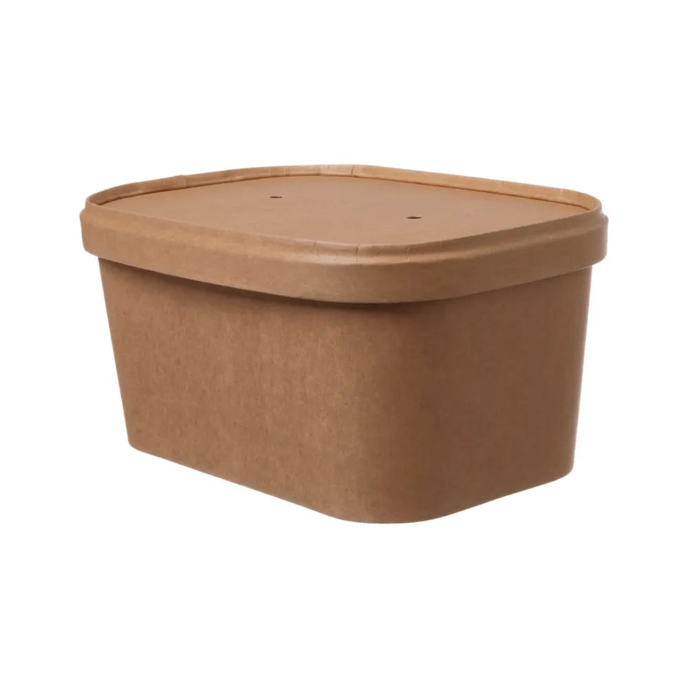 Salatschale To Go "PE" aus Pappe in braun (1000ml), mit Papp-Deckel