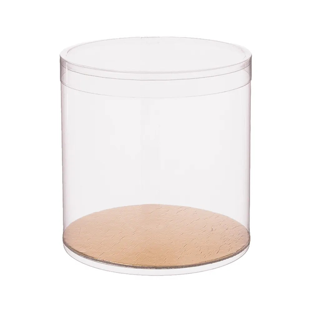 Klarsichtbox/Runddose mit Goldboden, Ø80mm, transparent