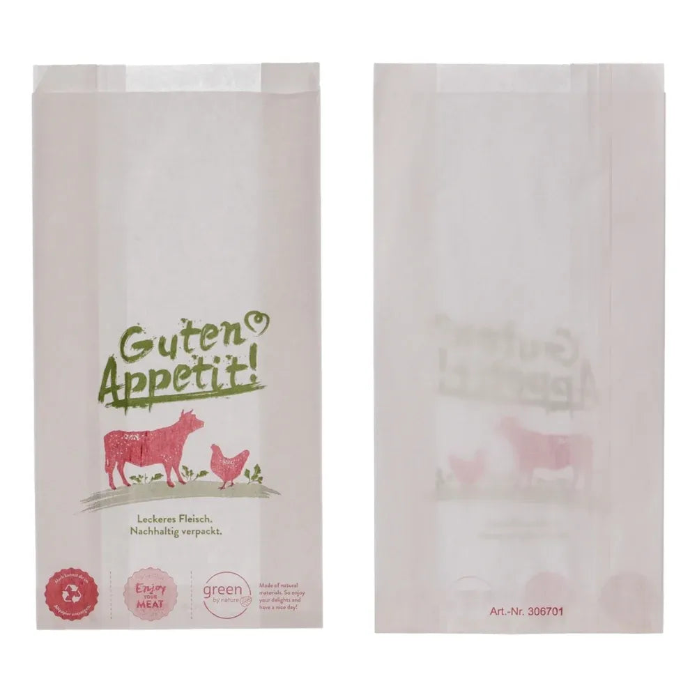 Fleischerbeutel "Guten Appetit" , Kraftpapier, weiß