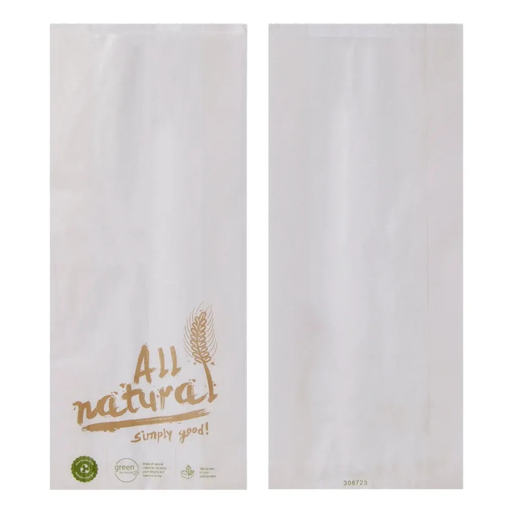 Bäckerfaltenbeutel "All Natural", Kraftpapier, weiß