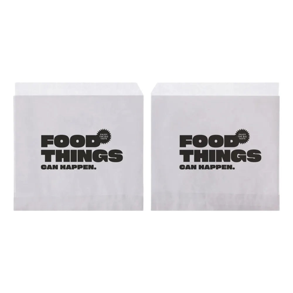 Snackbeutel "Food", Kraftpapier, 2-seitig offen, 17x16cm, weiß