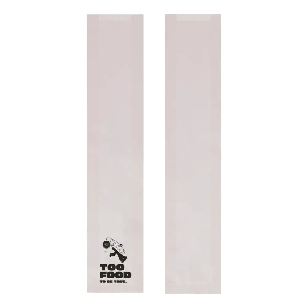Baguette-Beutel "Food", 12+5x58cm, Neutraldruck, weiß