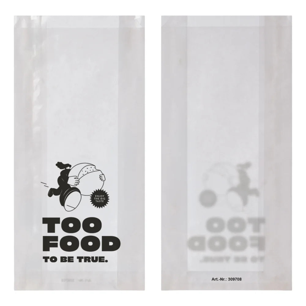 Bäckerfaltenbeutel "Food", Kraftpapier, weiß