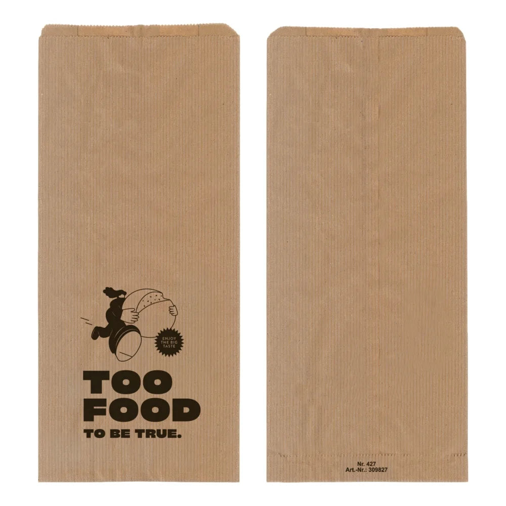 Bäckerfaltenbeutel "Food", Kraftpapier, braun - 427 | 16+6x36cm
