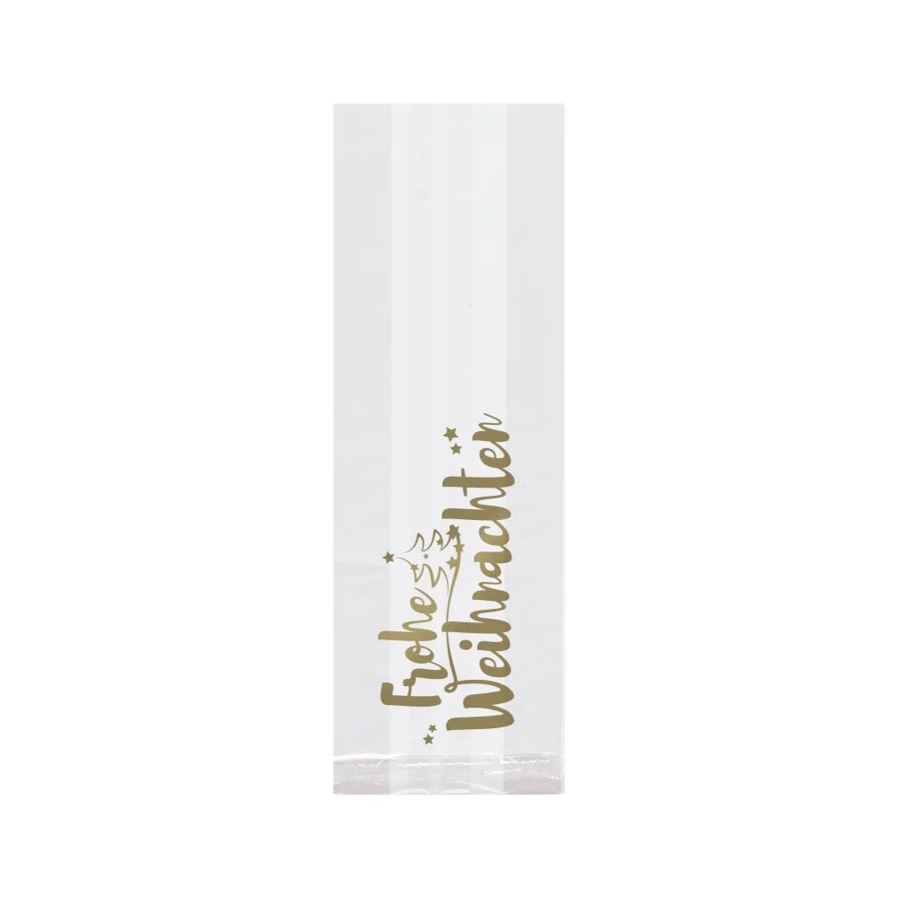 Seitenfaltenbeutel "Frohe Weihnachten", PP, unbedruckt, transparent - 100+50x300mm