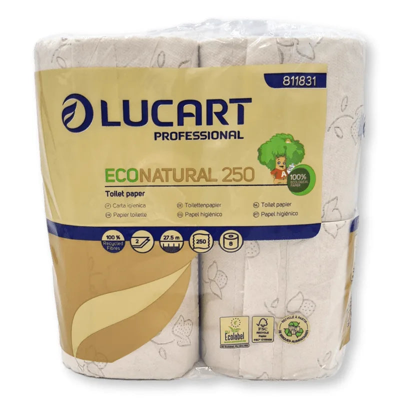 Toilettenpapier, 2-lagig, 250 Blatt, recycelt, natur