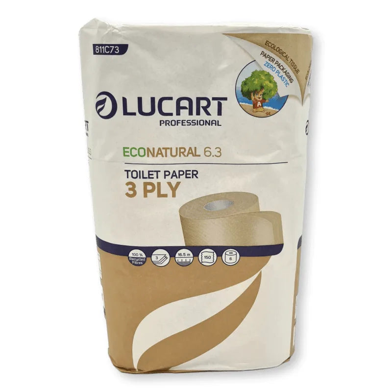 Toilettenpapier, 3-lagig, 150 Blatt, recycelt, natur