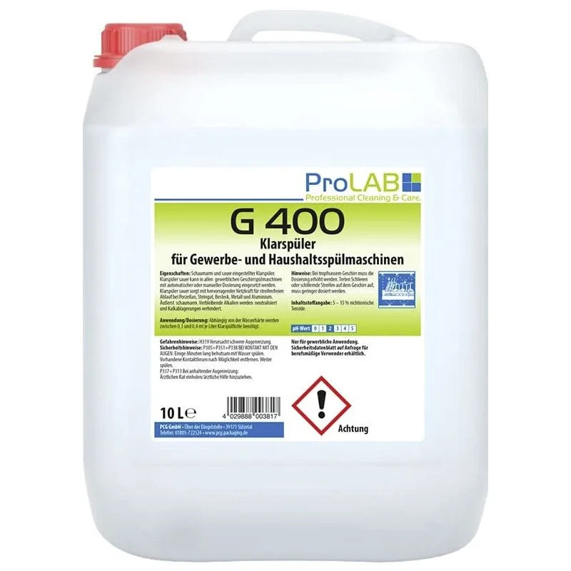 Klarspüler "G-400", für Geschirrspülmaschinen, 10 Liter Kanister