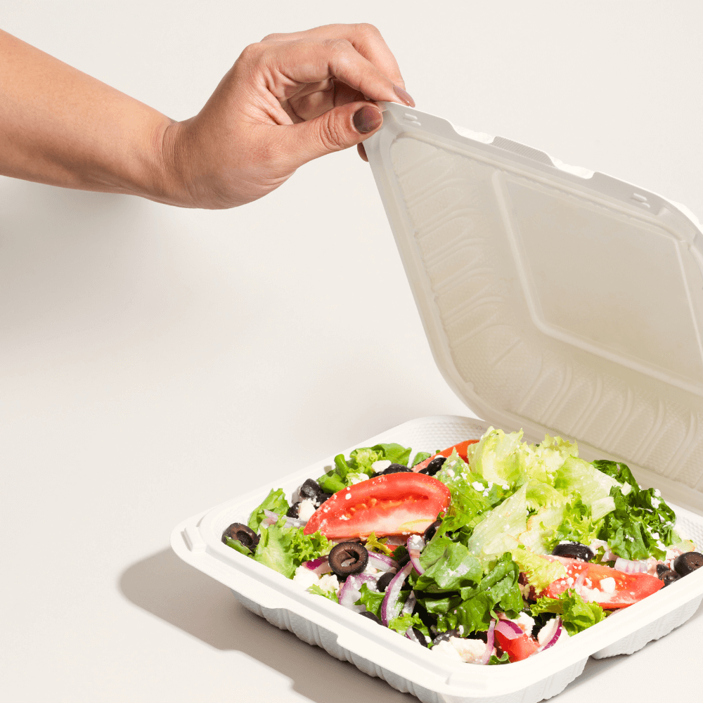 Menüschale aus Bagasse für Lieferdienste