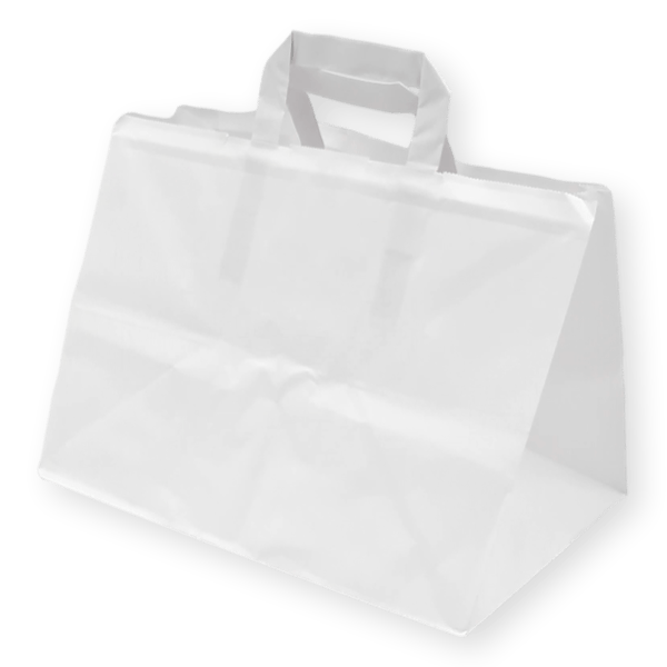 Papiertragetasche mit Henkel in weiß