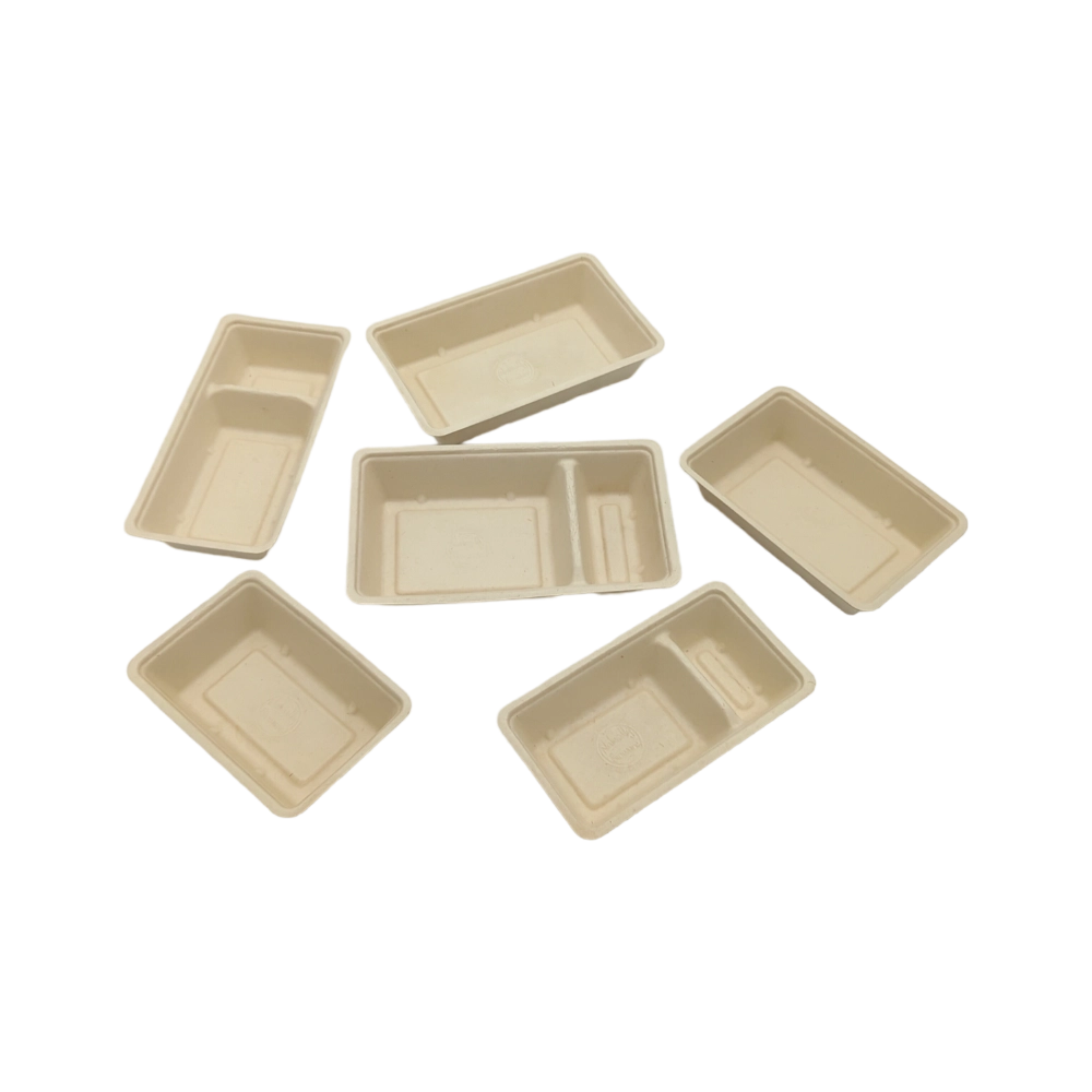 Snackschalen To Go "A23" | Bagasse | 2-geteilt | 169x93x32mm | natur